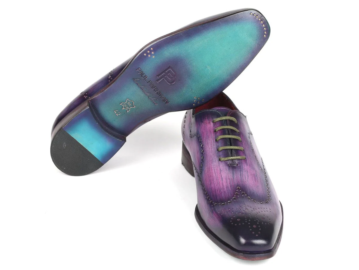 Paul Parkman Men's Wingtip Oxfords Purple (ID#741-R) - Image 2