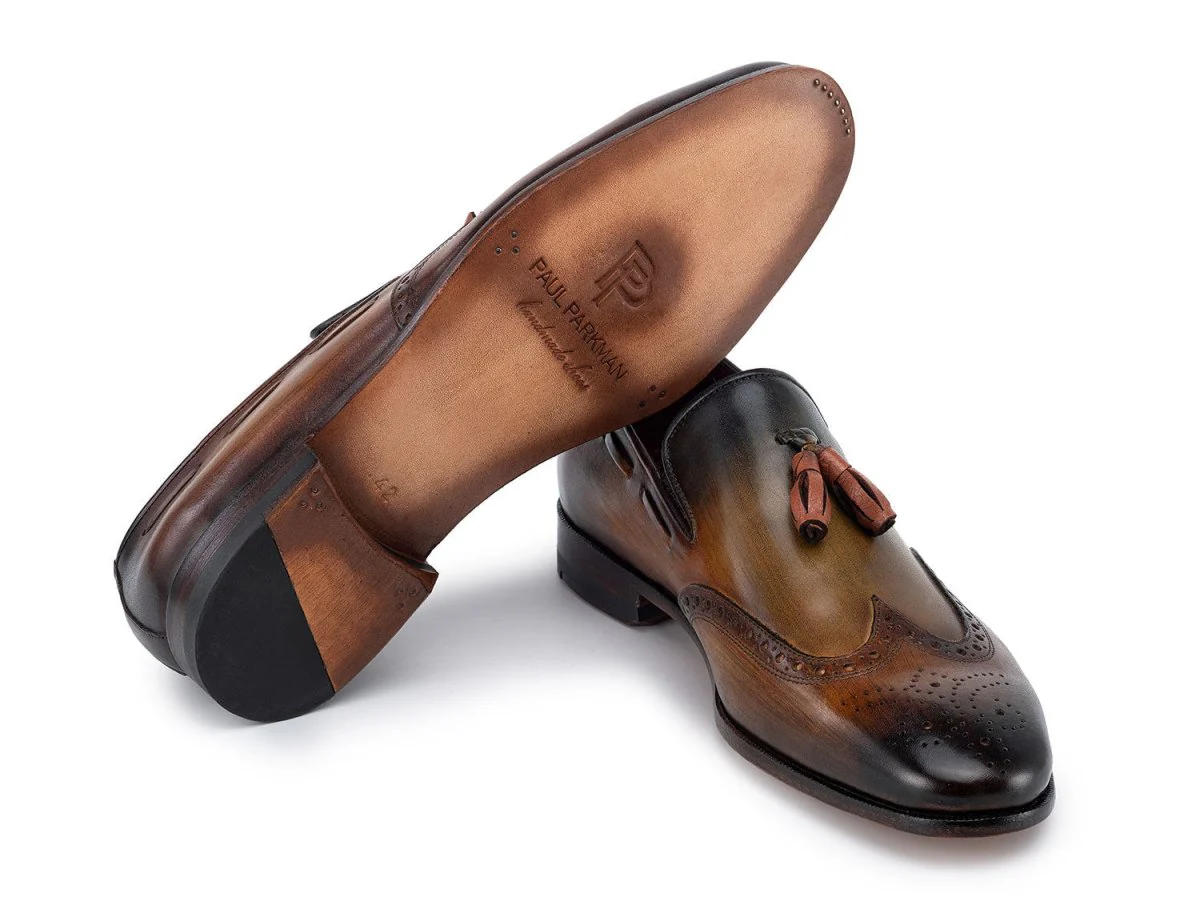 Paul Parkman Men's Wingtip Tassel Loafers Green (ID#WL34-GRN) - Image 6