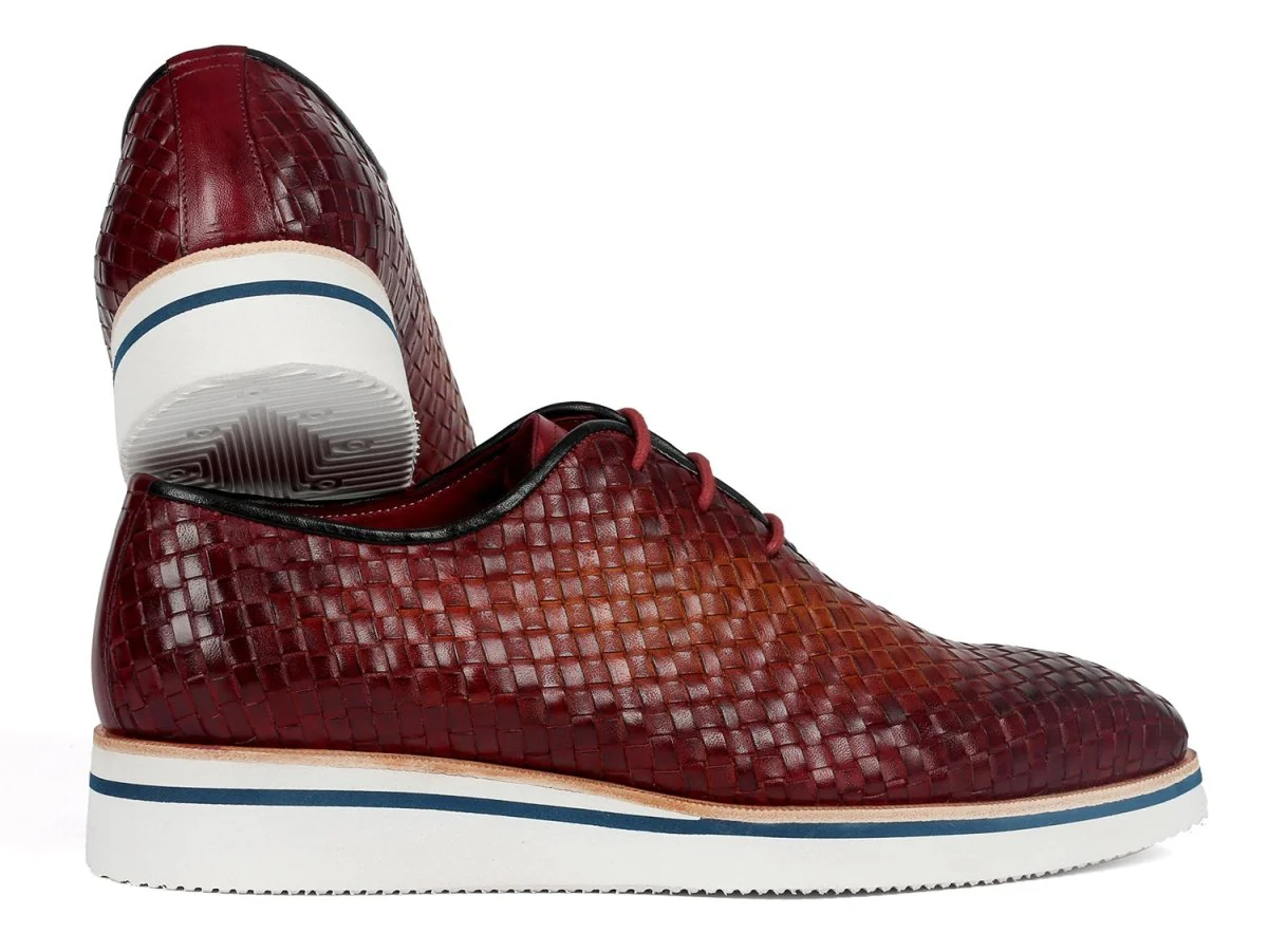 Paul Parkman Men's Woven Leather Smart Casual Shoes in Brown - Image 3