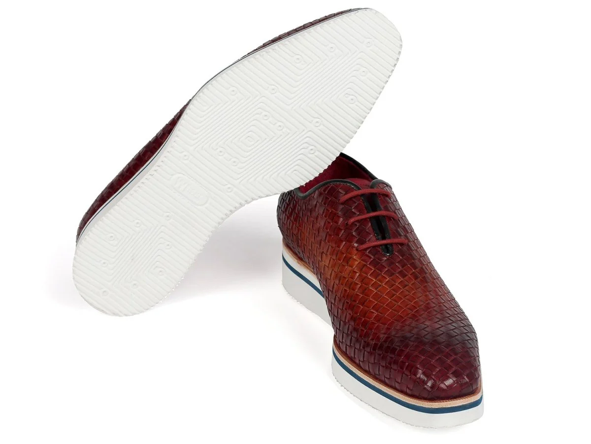Paul Parkman Men's Woven Leather Smart Casual Shoes in Brown - Image 4