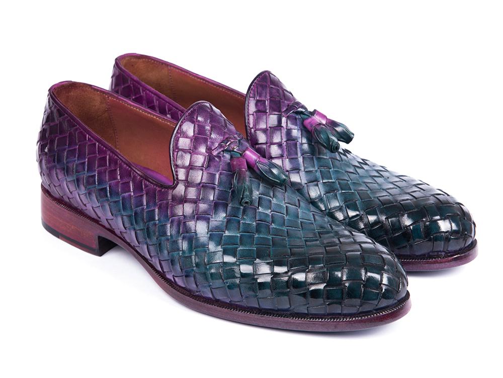 Paul Parkman Men's Woven Leather Tassel Loafers in Multicolor - Image 2