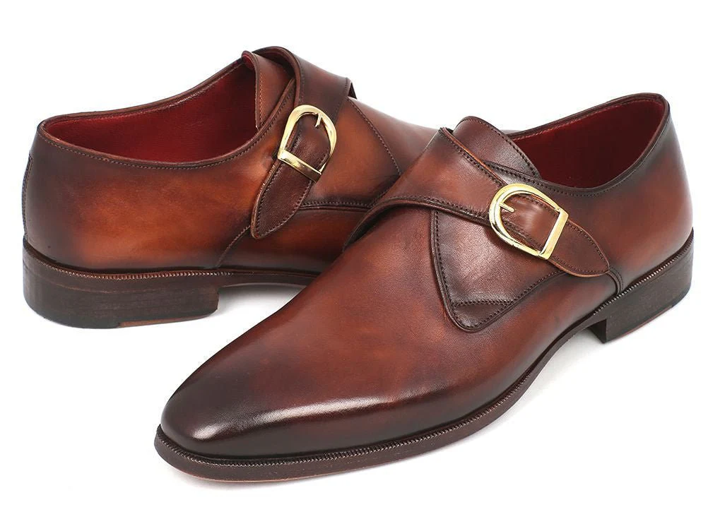 Paul Parkman Monkstrap Dress Shoes Brown and Camel (ID#011B44)