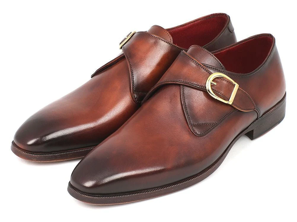 Paul Parkman Monkstrap Dress Shoes Brown and Camel (ID#011B44) - Image 6