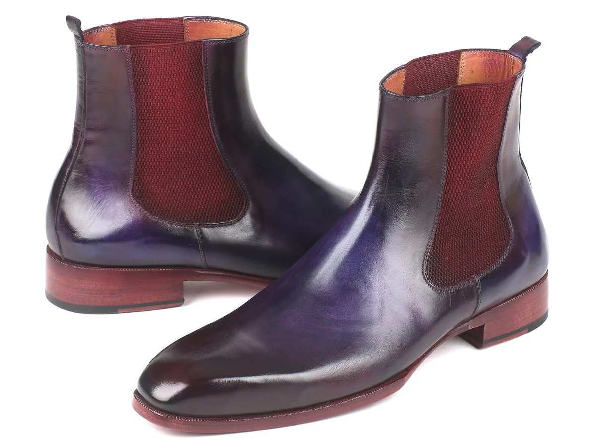 Paul Parkman Navy and Purple Chelsea Boots (ID#BT552R) - Image 2