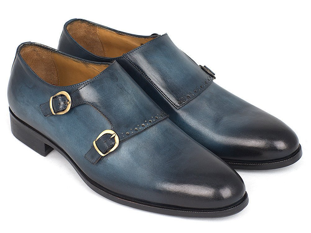Paul Parkman Navy Double Monkstrap Shoes (ID#HT54-NAVY) - Image 2