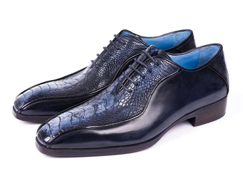 Paul Parkman Navy Genuine Ostrich Leg Bicycle Toe Oxfords (ID#94DLNVY) - Image 5