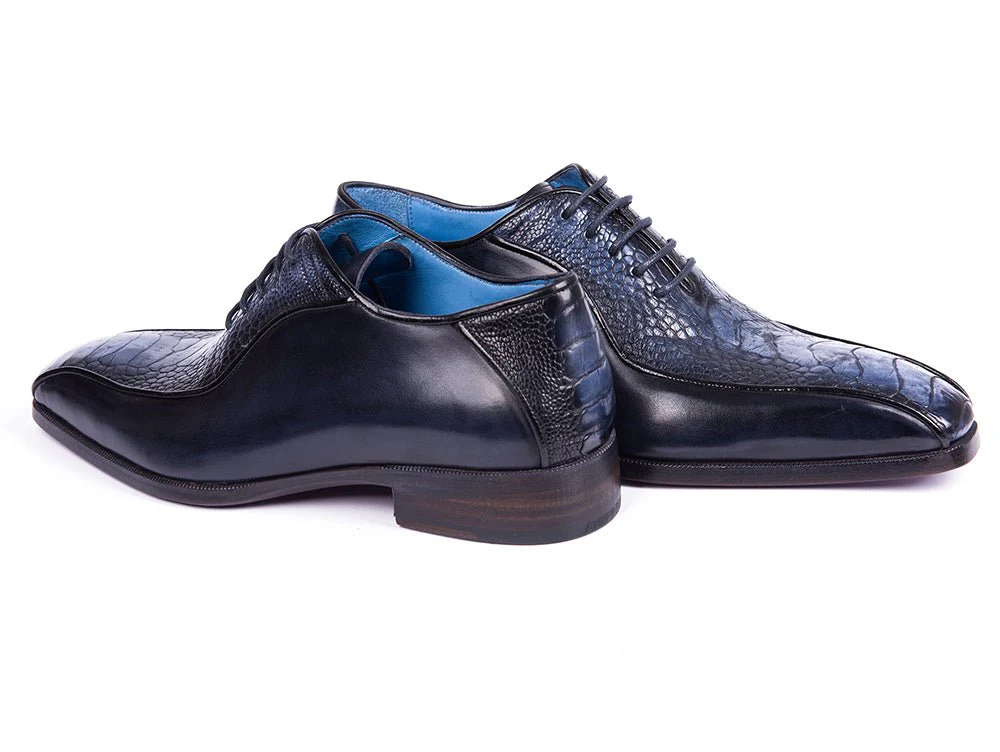 Paul Parkman Navy Genuine Ostrich Leg Bicycle Toe Oxfords (ID#94DLNVY) - Image 6