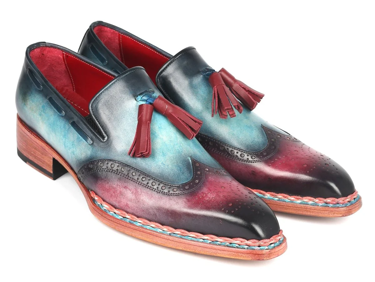 Paul Parkman Norwegian Welted Tassel Loafers Blue and Purple (ID#8507-BPR)