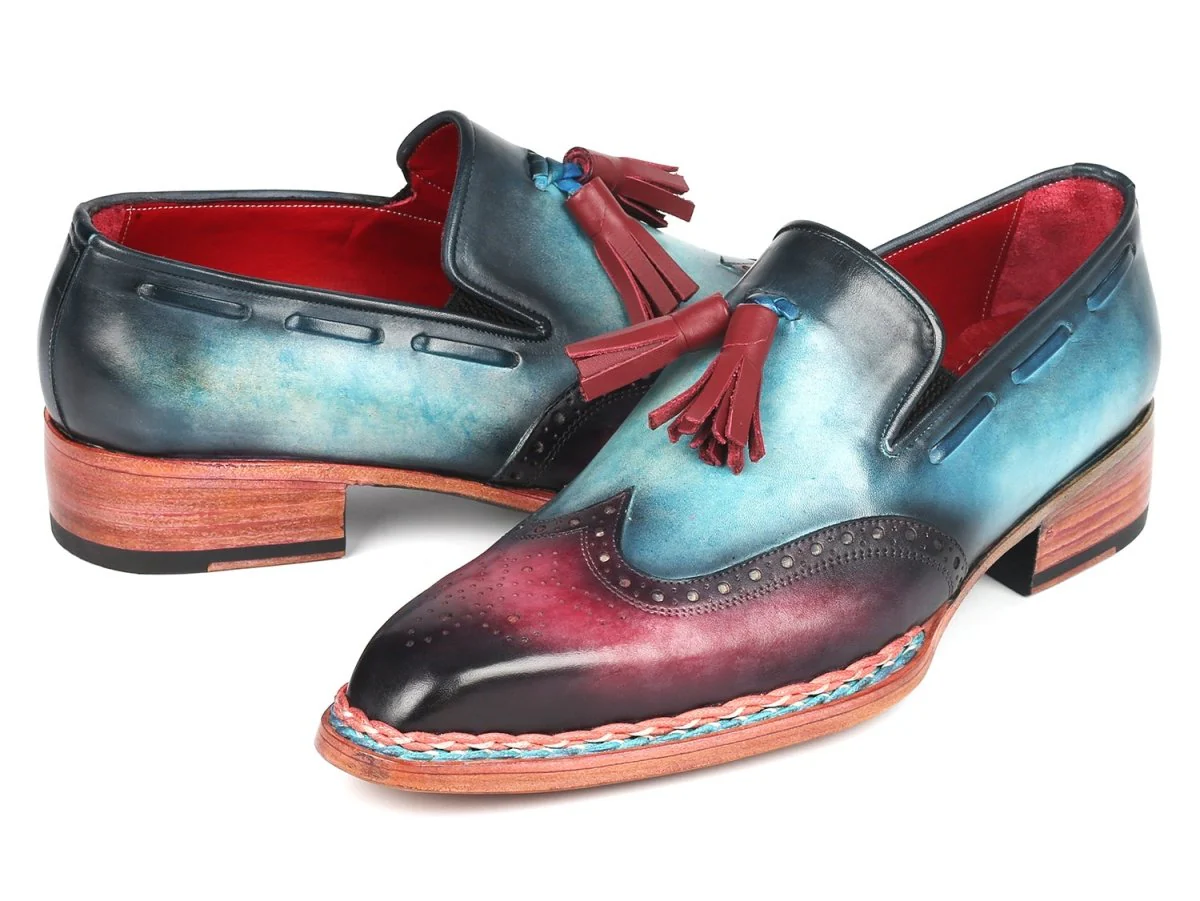 Paul Parkman Norwegian Welted Tassel Loafers Blue and Purple (ID#8507-BPR) - Image 2