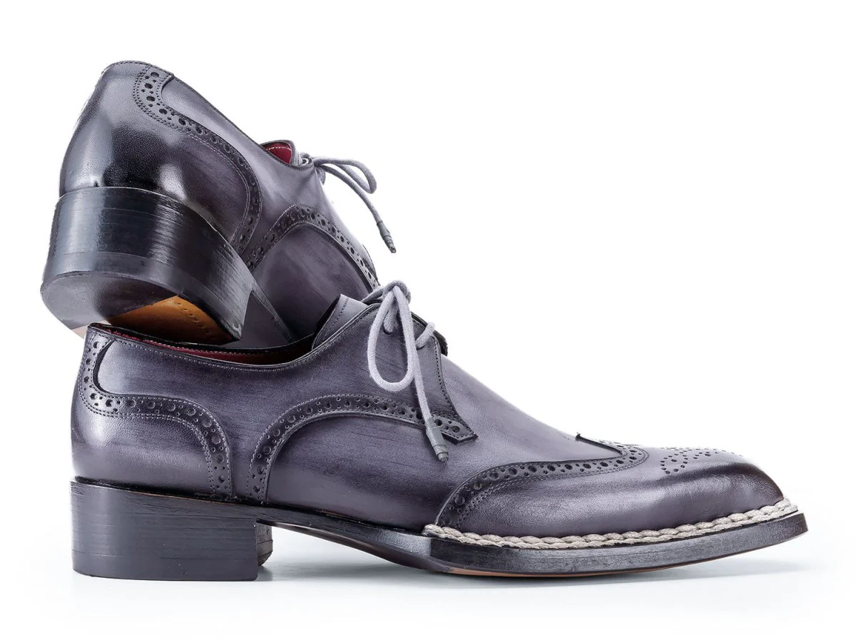 Paul Parkman Norwegian Welted Wingtip Derby Shoes Gray (ID#8506-GRY) - Image 2