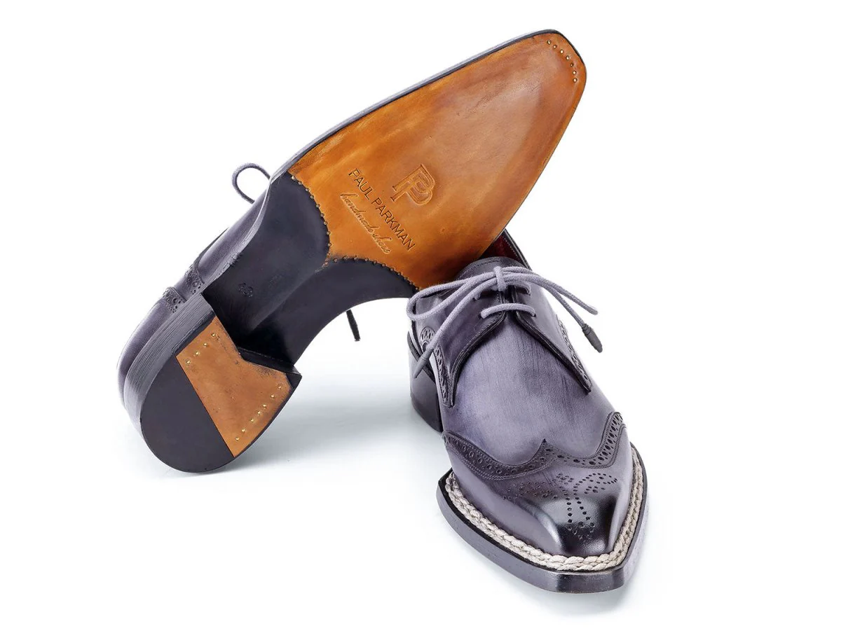 Paul Parkman Norwegian Welted Wingtip Derby Shoes Gray (ID#8506-GRY) - Image 3