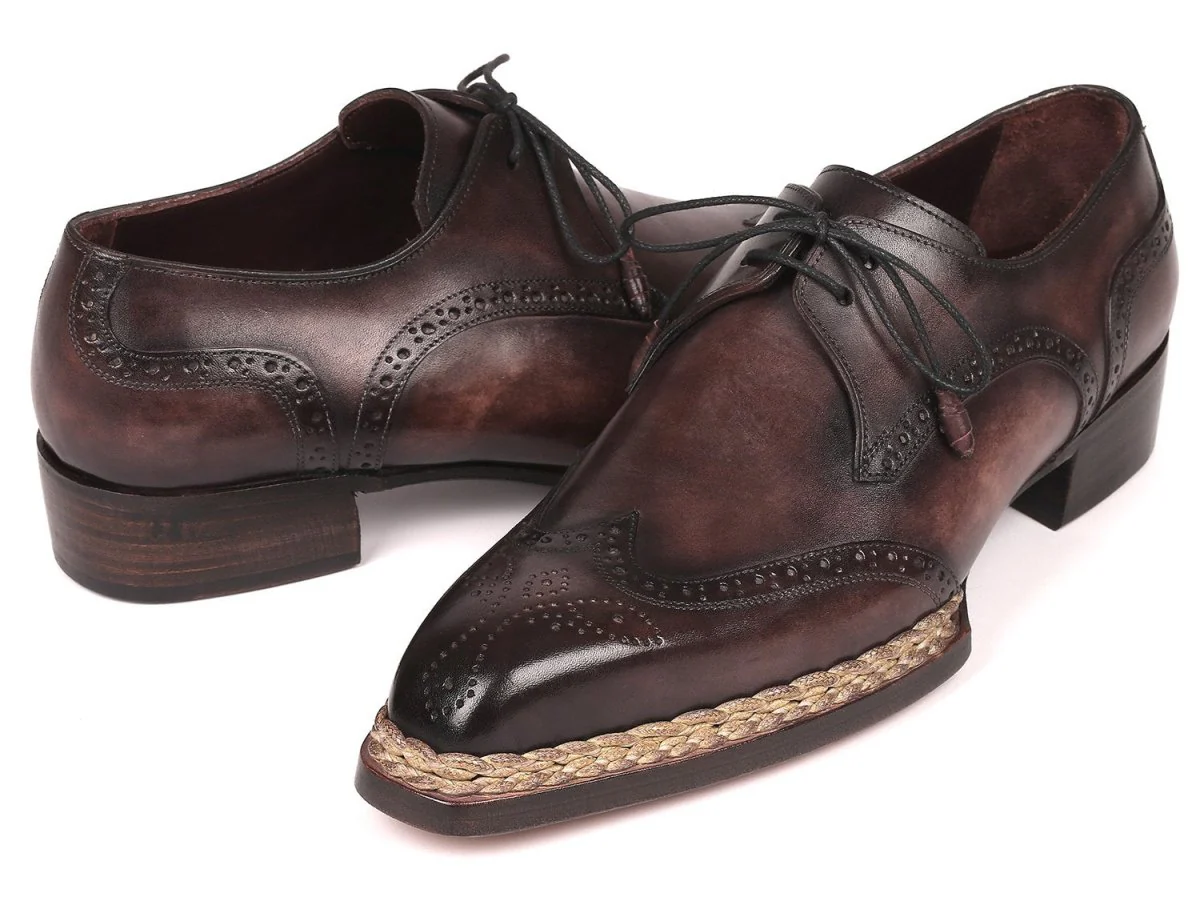 Paul Parkman Norwegian Welted Wingtip Derby Shoes in Bronze - Image 3