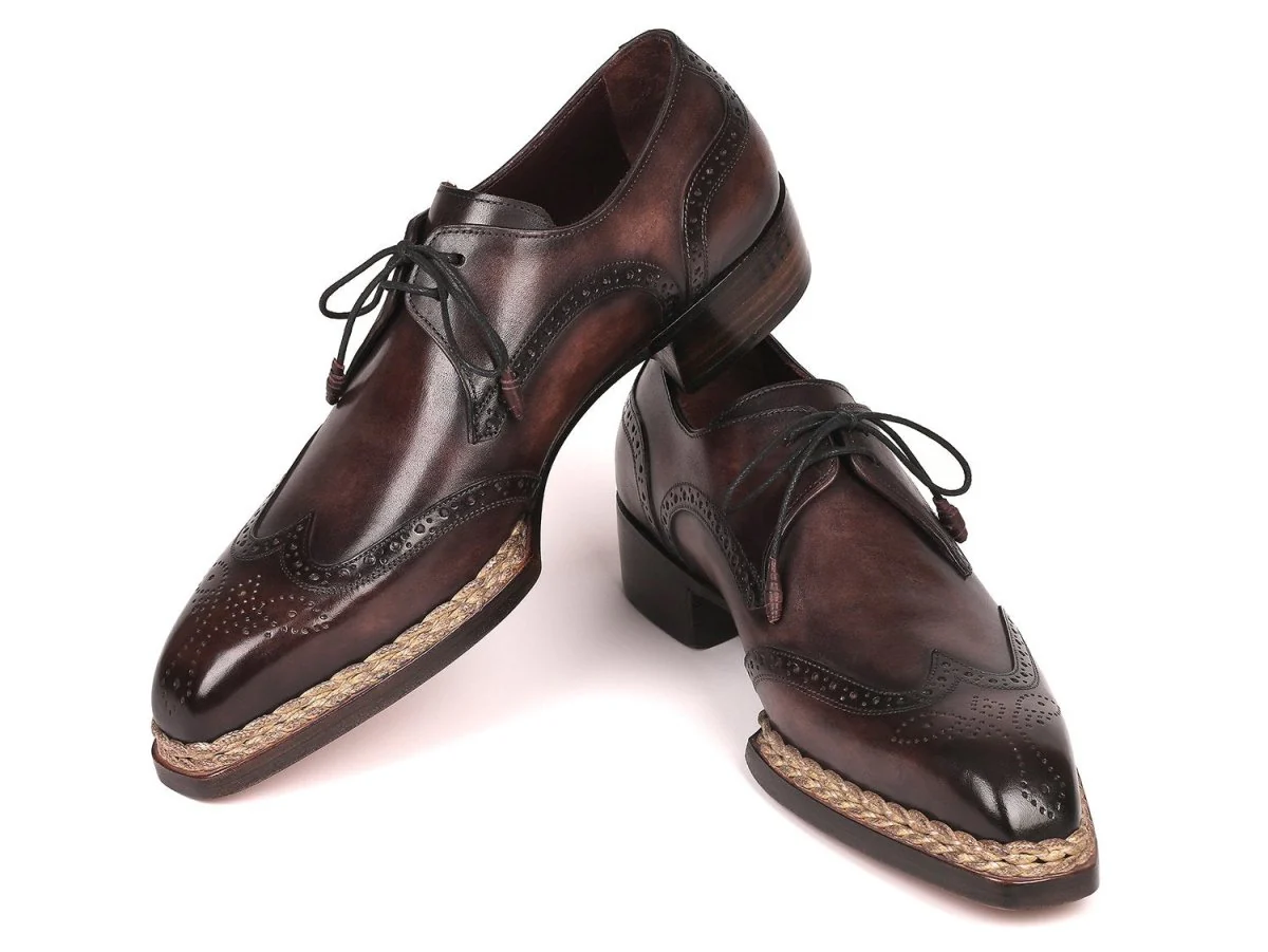Paul Parkman Norwegian Welted Wingtip Derby Shoes in Bronze - Image 4