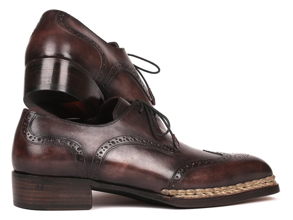 Paul Parkman Norwegian Welted Wingtip Derby Shoes in Bronze - Image 5