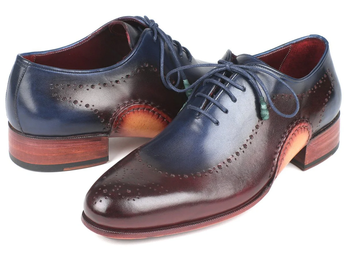 Paul Parkman Opanka Construction Blue and Bordeaux Oxfords (ID#726-BLU-BRD)