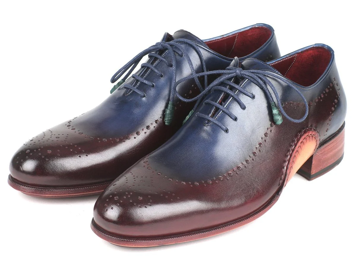 Paul Parkman Opanka Construction Blue and Bordeaux Oxfords (ID#726-BLU-BRD) - Image 4