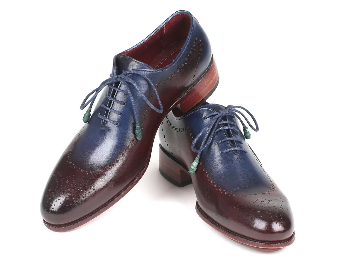 Paul Parkman Opanka Construction Blue and Bordeaux Oxfords (ID#726-BLU-BRD) - Image 5