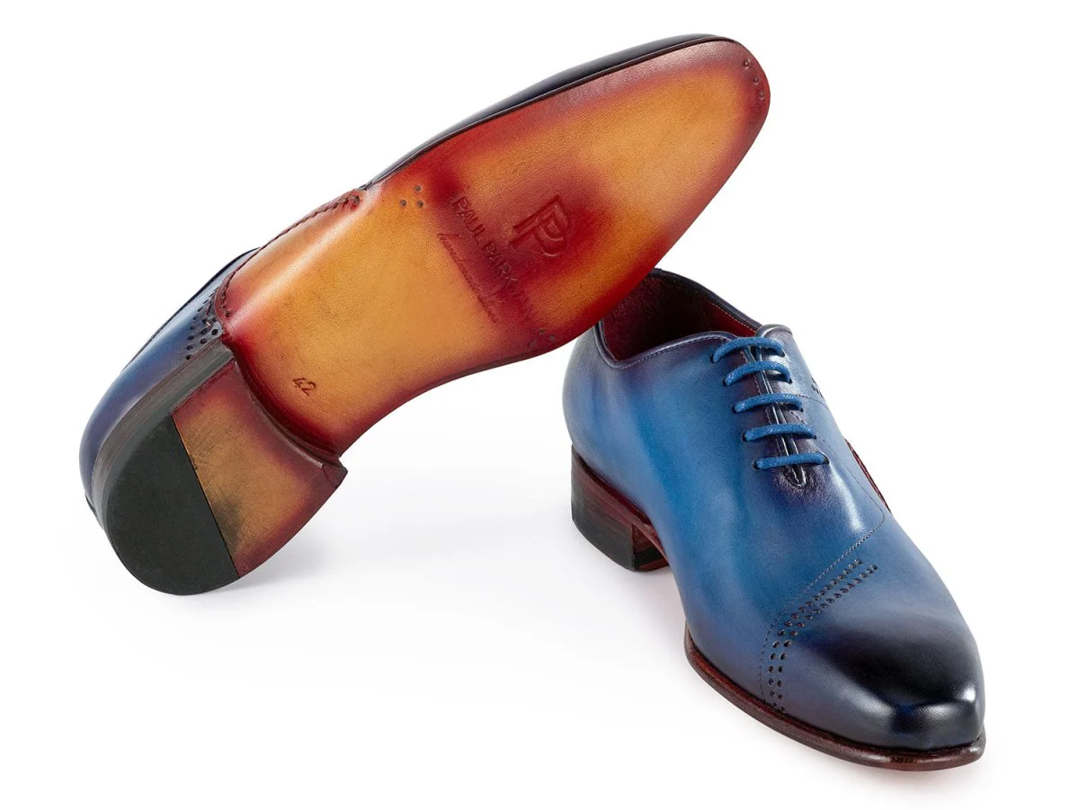 Paul Parkman Opanka Construction Blue Hand-Painted Oxfords (ID#OPK66BL) - Image 4