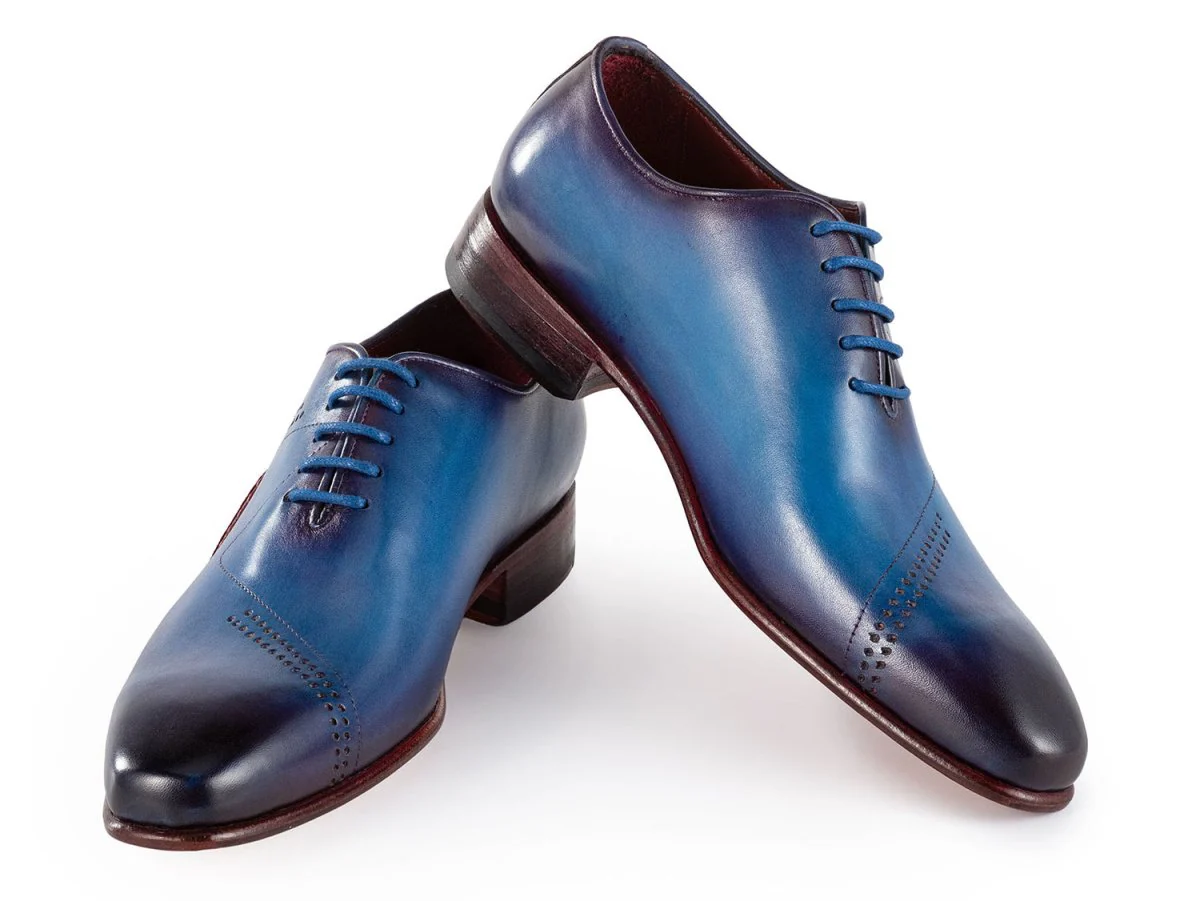 Paul Parkman Opanka Construction Blue Hand-Painted Oxfords (ID#OPK66BL) - Image 5