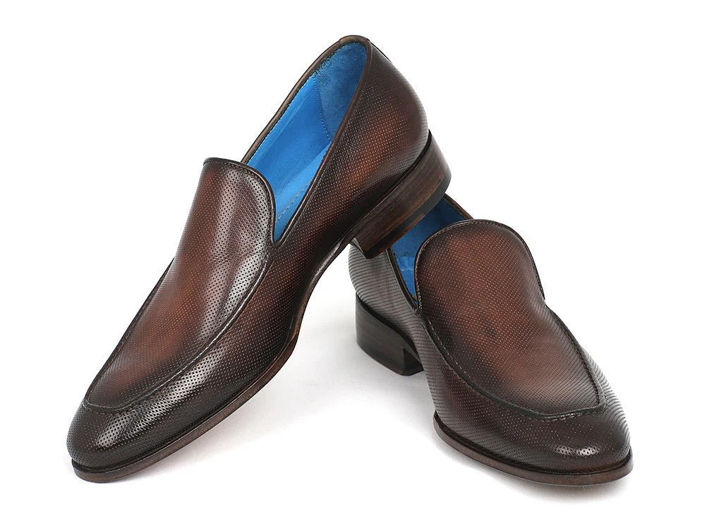 Paul Parkman Perforated Leather Loafers Brown (ID#874-BRW) - Image 4