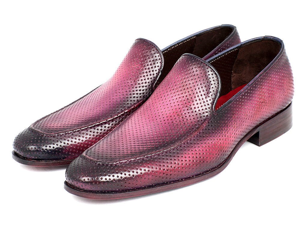 Paul Parkman Perforated Leather Loafers Purple (ID#874-RP) - Image 5