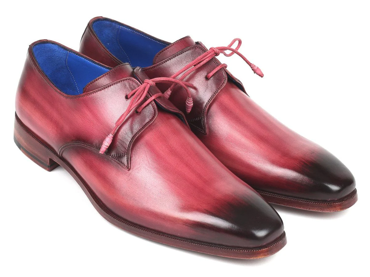 Paul Parkman Pink and Purple Hand-Painted Derby Shoes (ID#326-PNP)