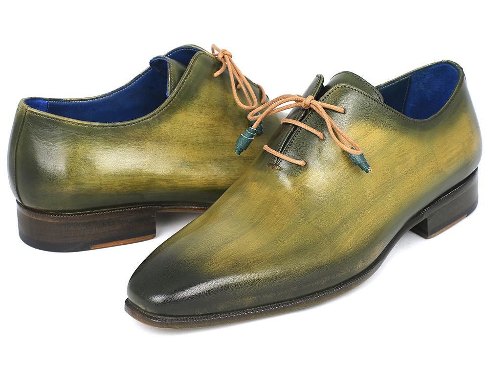 Paul Parkman Plain Toe Wholecut Oxfords Green Hanpainted Leather (ID#755-GRN) - Image 2