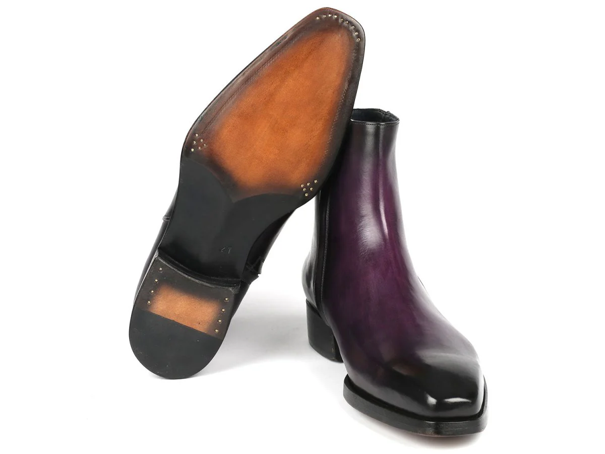 Paul Parkman Purple Burnished Side Zipper Boots Goodyear Welted (ID#BT3955-PRP) - Image 3