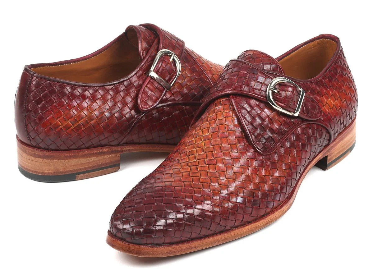 Paul Parkman Reddish Brown Woven Leather Single Monkstraps (ID#011WN57) - Image 2