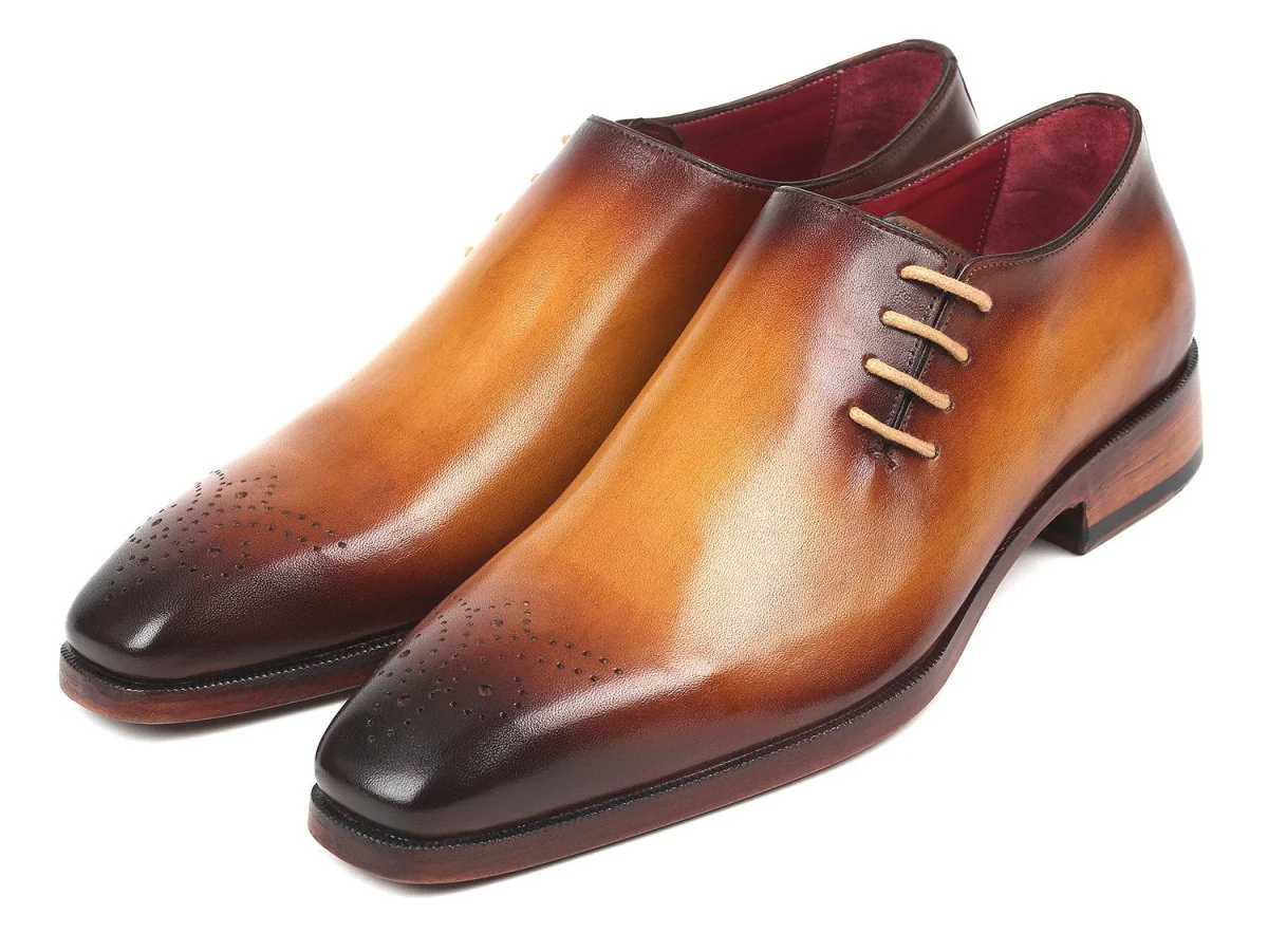 Paul Parkman Side Lace Oxfords Brown and Camel (ID#927F64) - Image 4