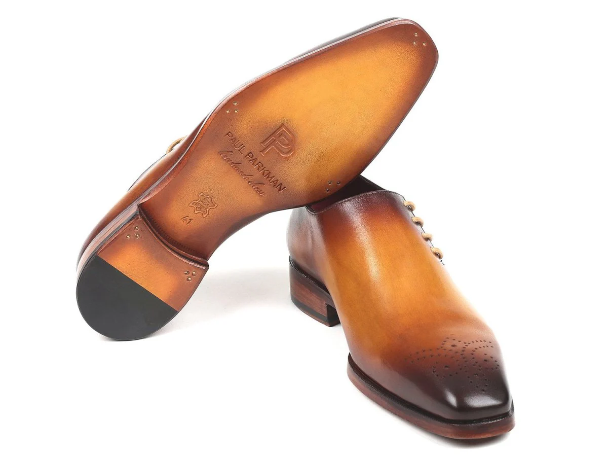 Paul Parkman Side Lace Oxfords Brown and Camel (ID#927F64) - Image 5