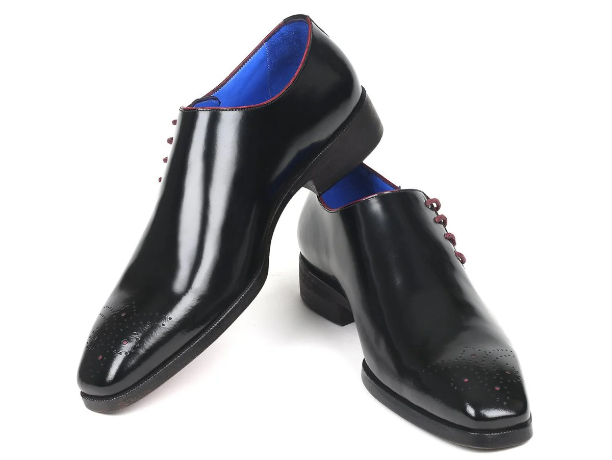 Paul Parkman Side Lace Polished Leather Oxfords in Black - Image 4