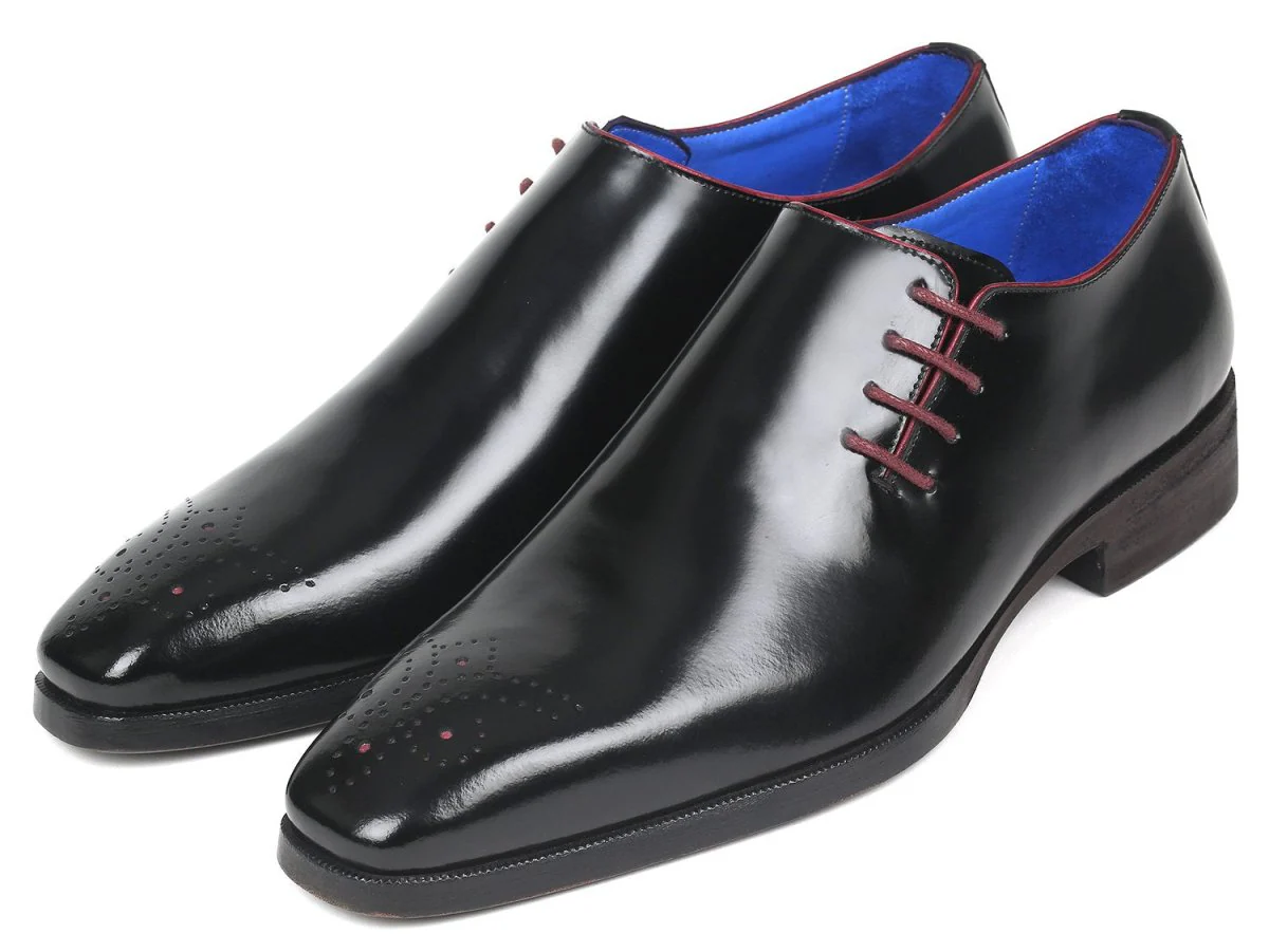 Paul Parkman Side Lace Polished Leather Oxfords in Black - Image 6