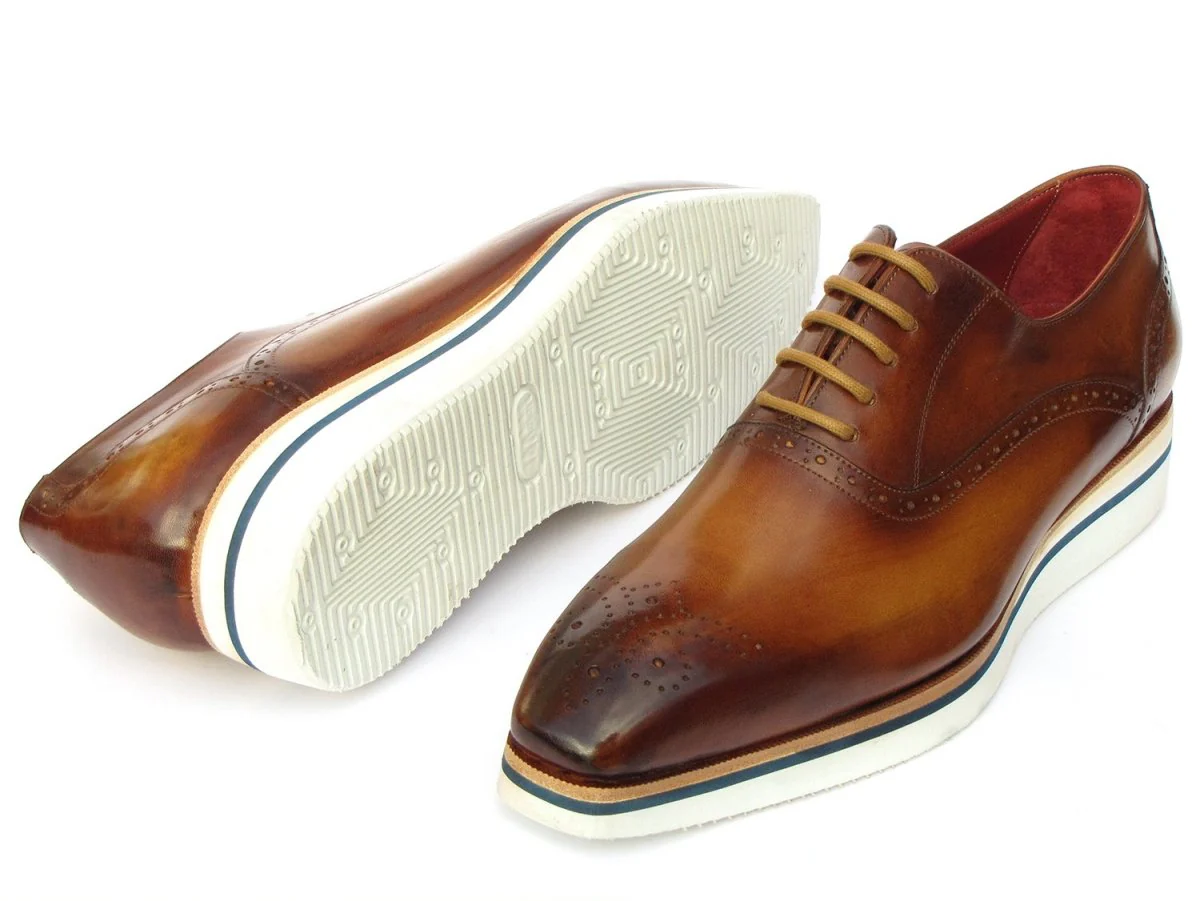 Paul Parkman Smart Casual Men's Brown Oxfords (ID#184SNK-BRW) - Image 2