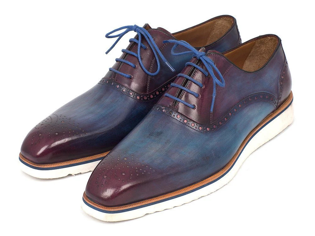 Paul Parkman Smart Casual Oxford Shoes For Men Blue and Purple (ID#184SNK-BLU) - Image 4