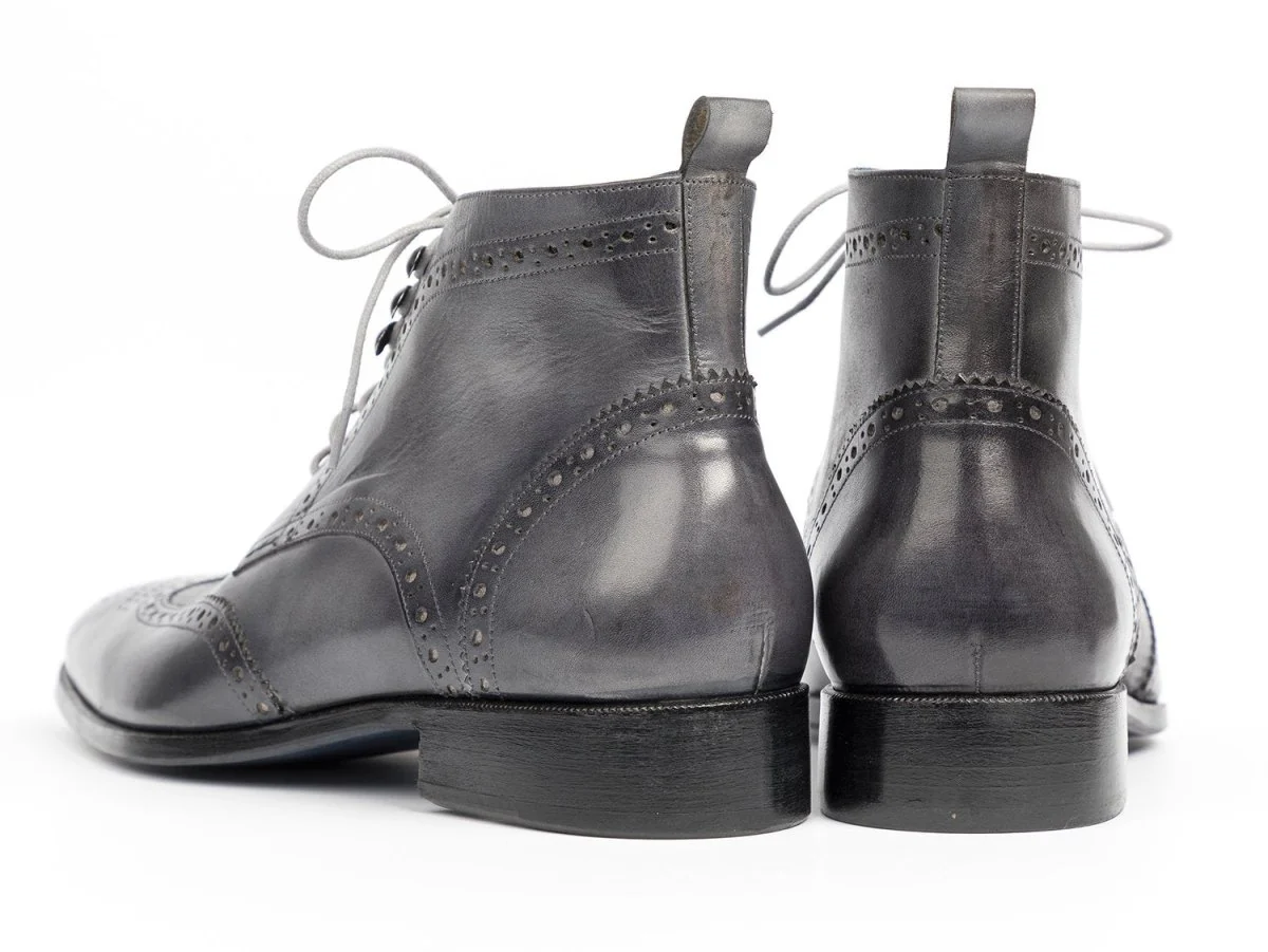 Paul Parkman Wingtip Ankle Boots Gray Hand-Painted (ID#777-GRAY) - Image 2