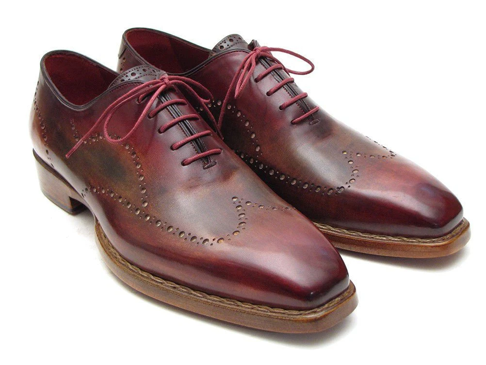 Paul Parkman Wingtip Oxford Goodyear Welted Bordeaux and Camel (ID#087LX)