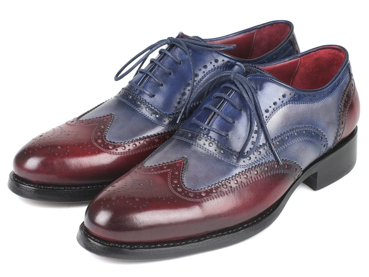 Paul Parkman Wingtip Oxfords Goodyear Welted Bordeuax Grey Blue (ID#BR027GRBL) - Image 6