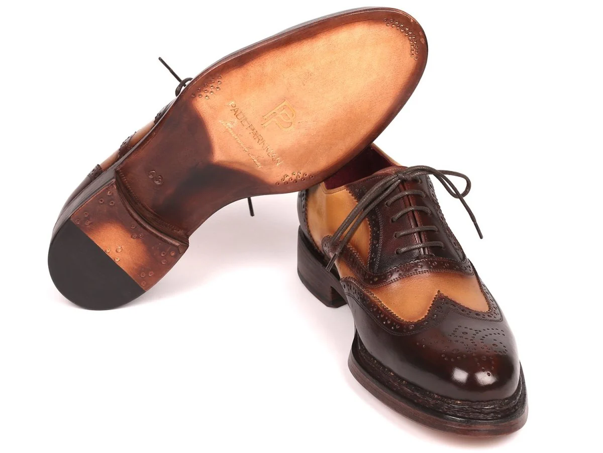 Paul Parkman Wingtip Oxfords Goodyear Welted in Brown and Beige - Image 4