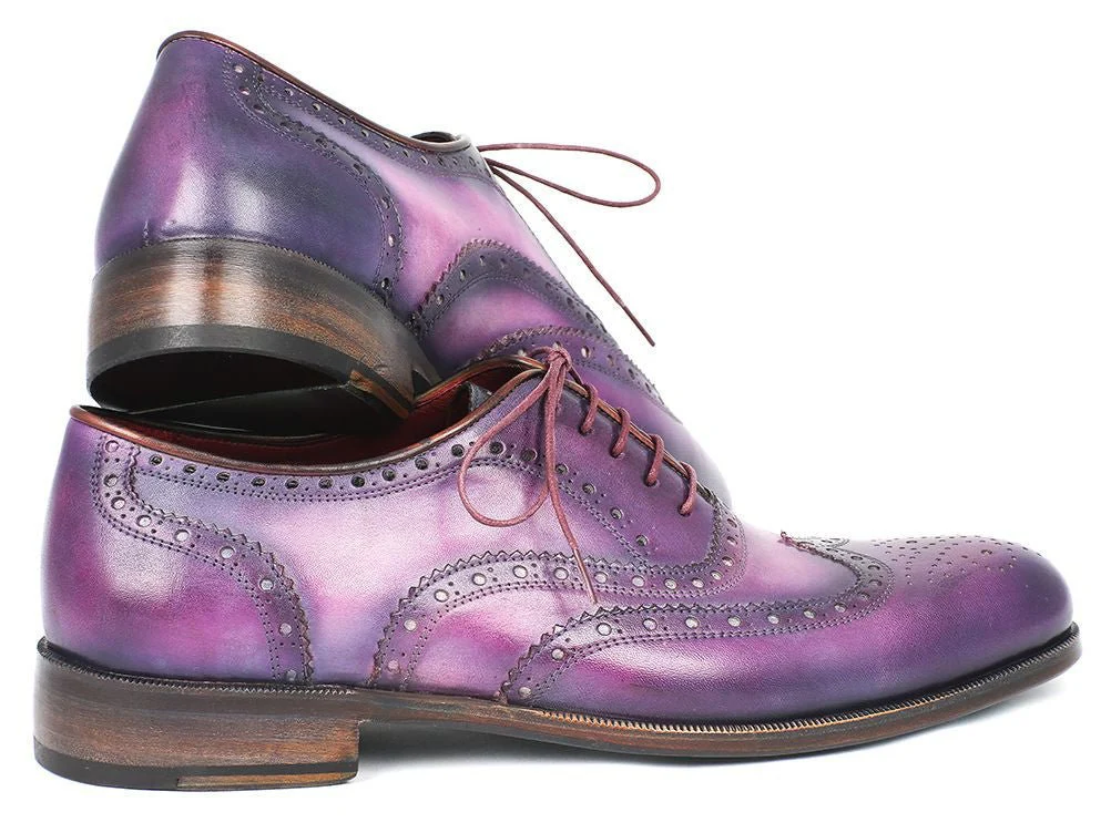 Paul Parkman Wingtip Oxfords Purple and Navy Handpainted Calfskin (ID#743-RP) - Image 2