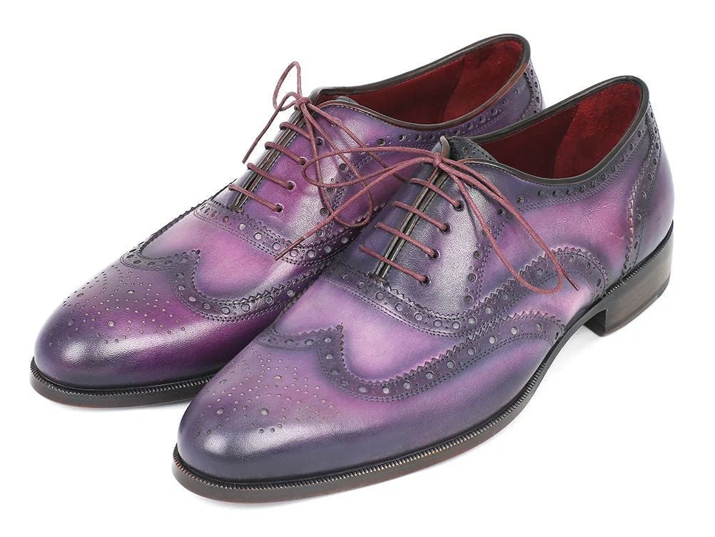 Paul Parkman Wingtip Oxfords Purple and Navy Handpainted Calfskin (ID#743-RP) - Image 6