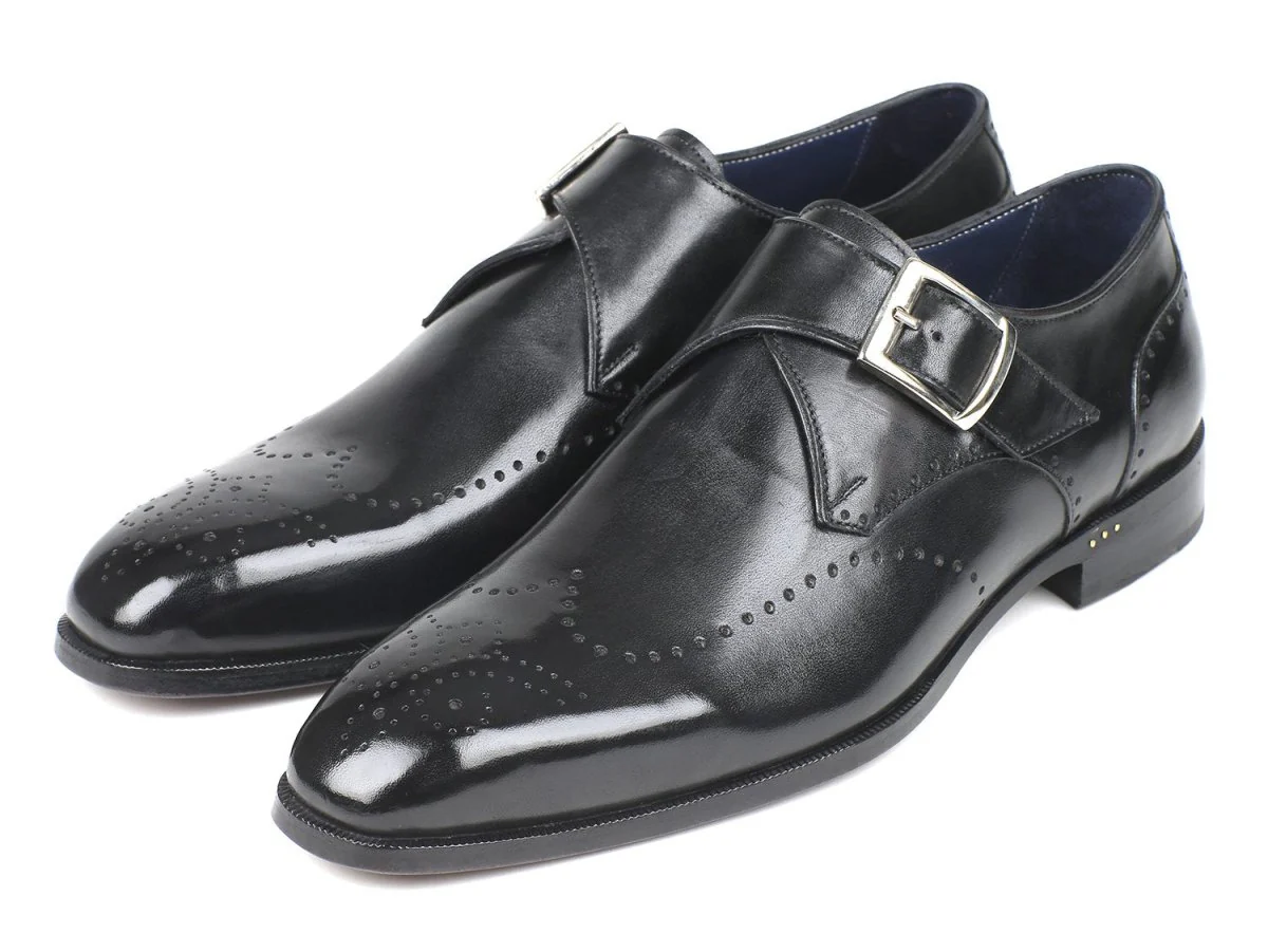 Paul Parkman Wingtip Single Monkstraps Black (ID#98F54-BLK) - Image 6