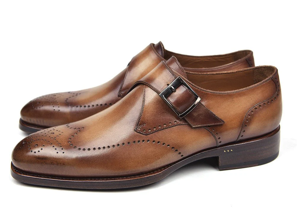 Paul Parkman Wingtip Single Monkstraps Brown and Camel (ID#98F54-BRW) - Image 3