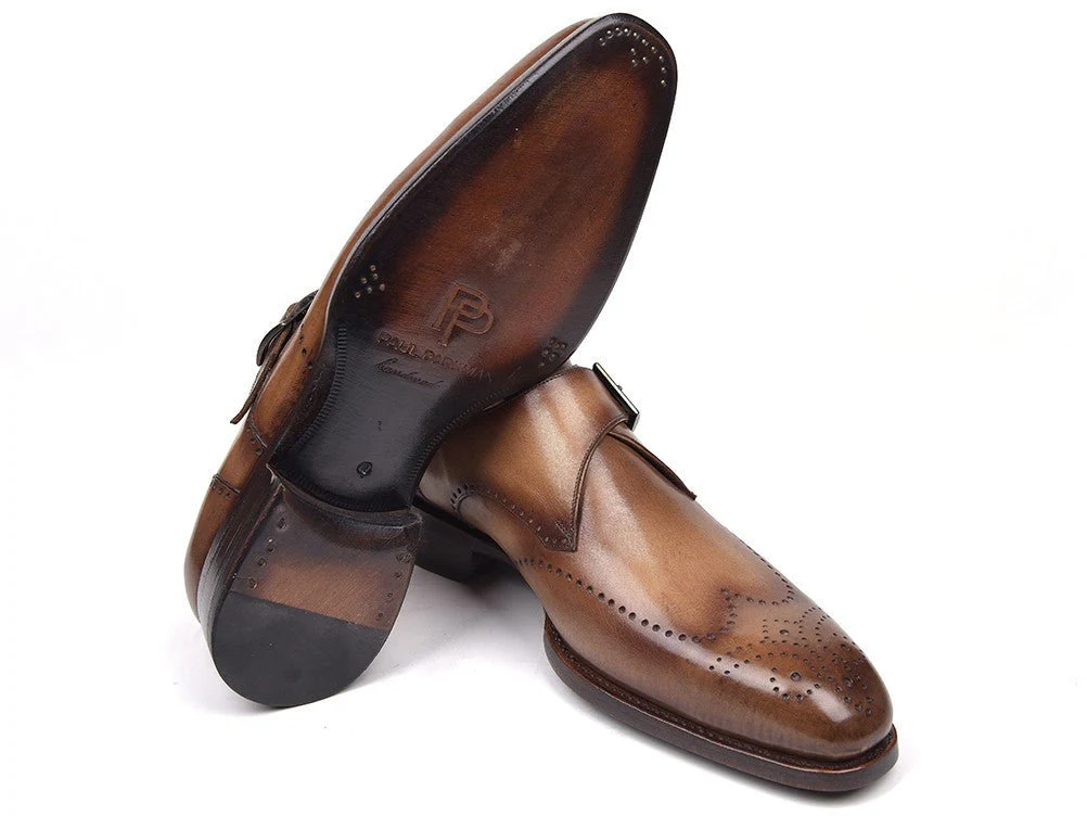 Paul Parkman Wingtip Single Monkstraps Brown and Camel (ID#98F54-BRW) - Image 4