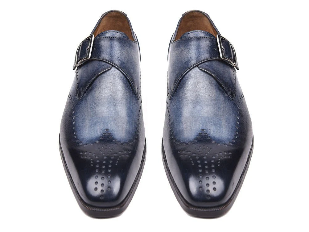 Paul Parkman Wingtip Single Monkstraps Navy (ID#98F54-NVY) - Image 3