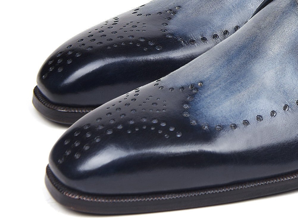 Paul Parkman Wingtip Single Monkstraps Navy (ID#98F54-NVY) - Image 4