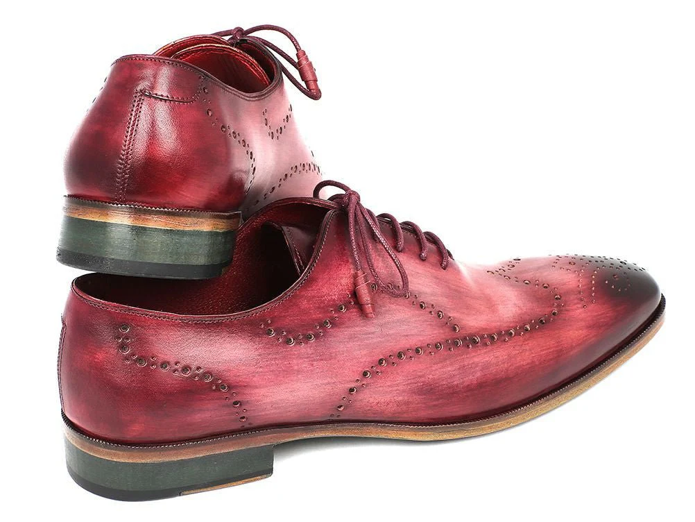 Paul Parkman Wintip Oxfords Burgundy Handpainted Calfskin (ID#741-BUR) - Image 2