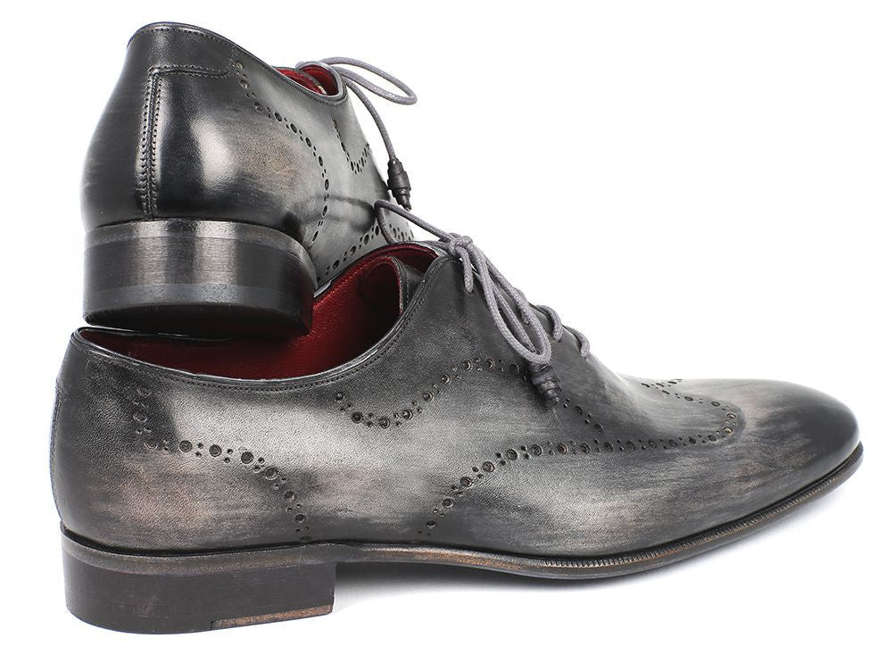 Paul Parkman Wintip Oxfords Gray and Black Handpainted Calfskin (ID#741-GRY) - Image 6