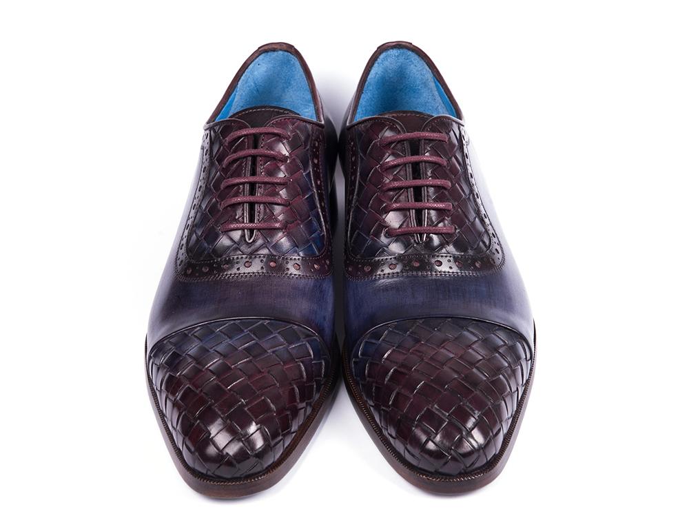 Paul Parkman Woven Leather Captoe Oxfords Navy and Purple (ID#49851-NAVY) - Image 4