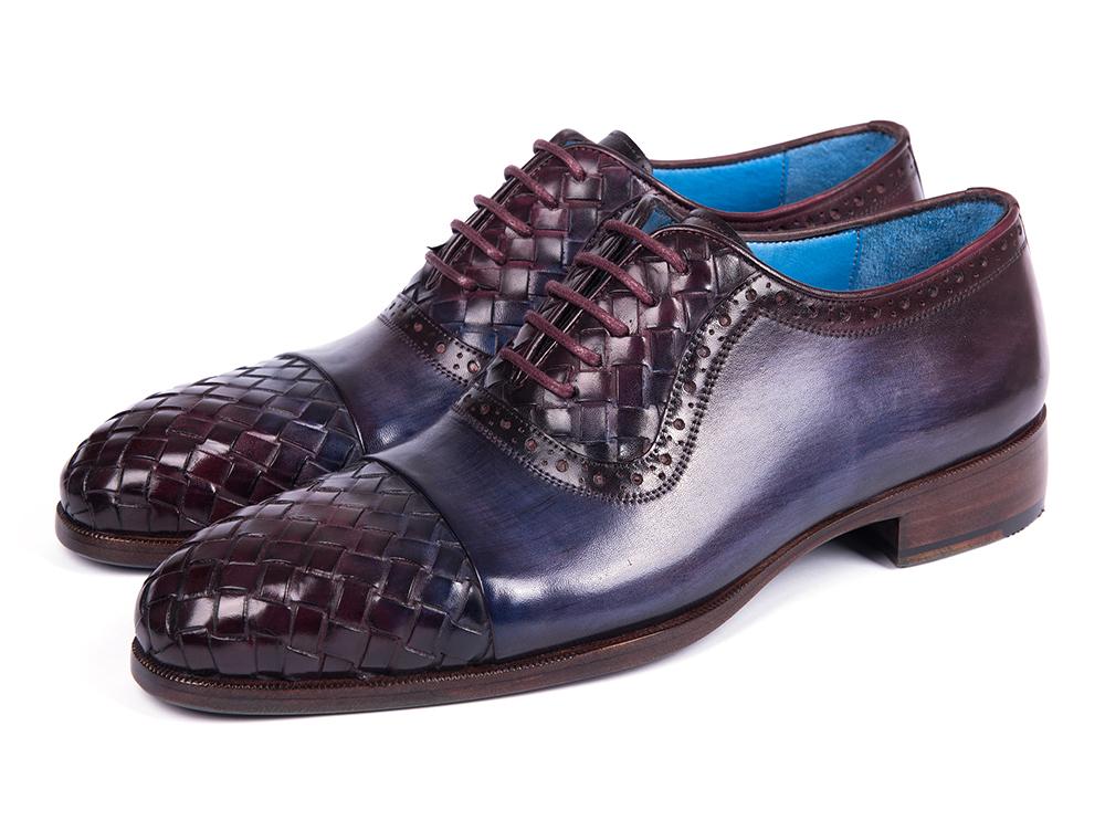 Paul Parkman Woven Leather Captoe Oxfords Navy and Purple (ID#49851-NAVY) - Image 5